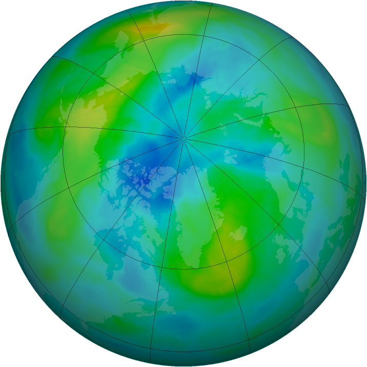 Arctic ozone map for 02 October 2014